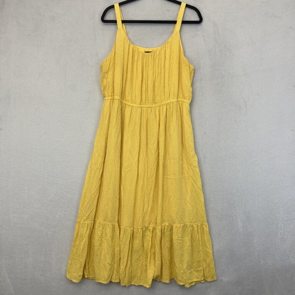 Lane Bryant Tiered Swiss Dot Midi Dress Womens 18 Yellow Ruffle Summer Sundress‎